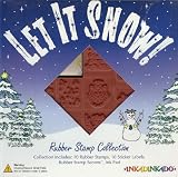 Let It Snow! Christmas, Winter Unmounted 10 Rubber Stamp Set (w/ FREE Ink Pad) -3 Different Kind Of Snowmen, Christmas Tree, Holly, Snowman Angel, Christmas Heart, Snow Flakes, Stars, Let It Snow Wording-