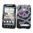 HTC EVO 4G (Sprint) Snap-on Protector Hard Case Rhinestone Cover "Pink Patch Crossbones" Design