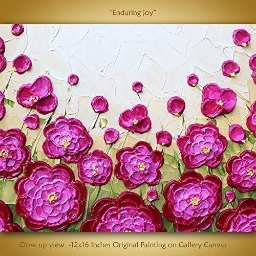 12x16 Inches Original Contemporary Pink Peonies Painting on Canvas, Textured floral wall Art by SKArtzGallerE