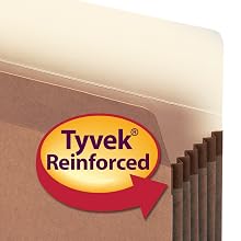 Smead Pockets, Legal Size, Straight Cut, 5-1/4 Inch Expansion, Rollover Tyvek at Top-reinforced sides, Redrope, 50 Per Ctn (74810)