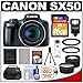 Canon PowerShot SX50 HS Digital Camera (Black) with 16GB Card + Flash + Case + Battery + Tripod + 2 Tele/Wide-Angle Lens Set + Accessory Kit