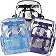 (60 Pieces) Black + Blue + Purple Trim K-Cliffs Clear Transparent PVC School Backpack/ Book Bag/ Day Pack