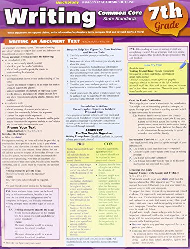 Writing Common Core 7Th Grade (Quickstudy)