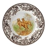 Spode Woodland Hunting Dogs 8-Inch Salad Plate, Golden Retriever