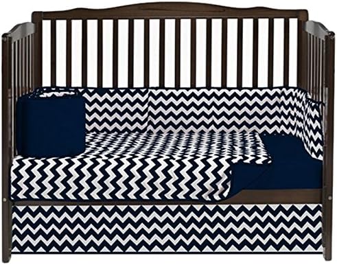 Baby Doll Chevron 4 Piece Crib Bedding Set, Navy