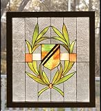 Arts and Crafts Shield Stained Glass Panel