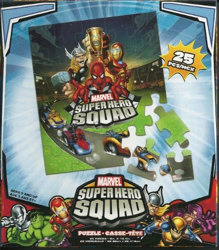 Marvel Superhero Squad Puzzle 25 Piece -Spiderman Thor Iron Man Raceway