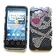 HTC EVO Shift 4G (Sprint) Snap-on Protector Hard Case Rhinestone Cover "Pink Patch Crossbones" Design