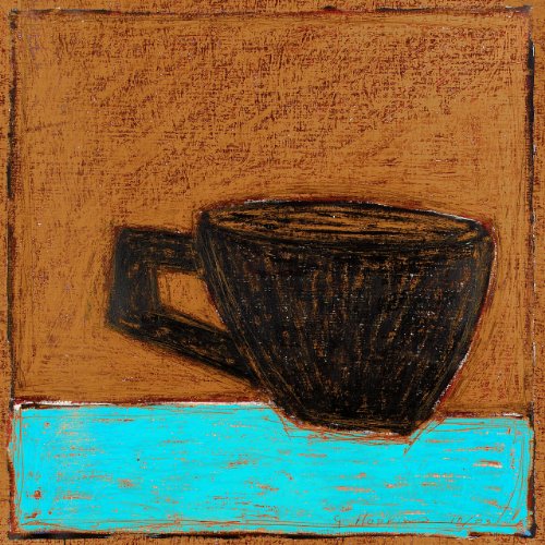 Greenbox Art + Culture Coffee Cup Brown Stretched Canvas Wall Art by Gordon Hopkins, 14 by 14-Inch