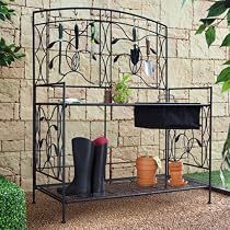 Big Sale Oversized! Coral Coast Willow Creek Metal Potting Bench - Black