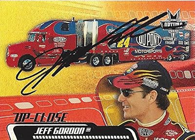 AUTOGRAPHED Jeff Gordon 2002 Press Pass Optima UP-CLOSE (#24 DuPont Racing) Vintage Insert Signed Collectible NASCAR Trading Card with COA