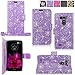 Cellularvilla Wallet Case For LG G Flex 2 H950 H955 LS996 Pu Leather Wallet Card Flip Open Pocket Case Cover Pouch (Purple Glitter)