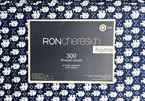 Ron Chereskin Bedding 4 Piece Cotton Queen Sheet Set White Elephants Animals on Blue Wrinkle Resistant Twill Weave