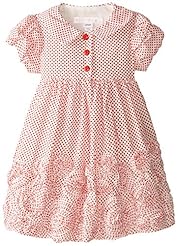 Girls Puff Sleeves Cotton/Polyester Dots Print  Dress