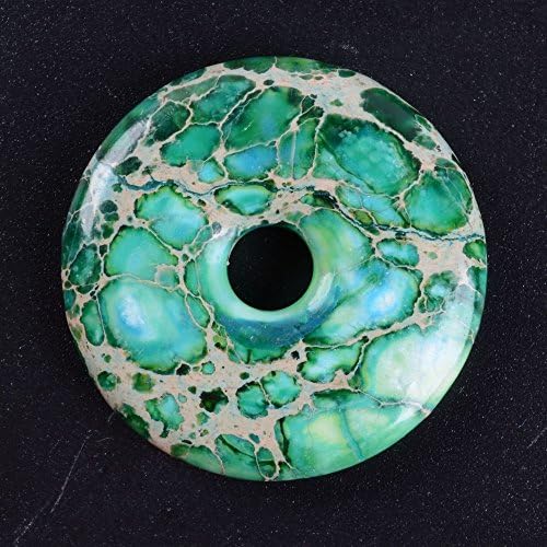 40mm Beautiful Gemstone Jasper Donut Pendant Bead DIY Jewelry Accessories For Necklace (Green variscite)