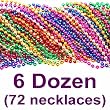 33 Inch 07mm Round Metallic 6 Color Mardi Gras Beads - 6 Dozen (72 Necklaces)