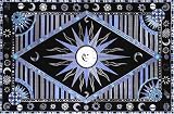Blue & Black Celestial Indian Bedspread, Twin Size