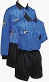 Pro CoolWick Soccer Referee Blue Stripe Shortsleeve Shirt