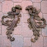 Cast Iron Angels Victorian Wall Decor Rust Finish
