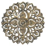 Handmade Floral & Heart Design Teak Wood Wall Art Decor (Thailand)