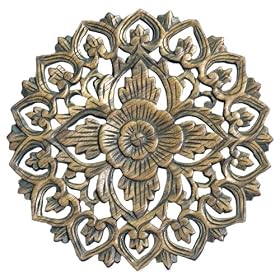 Handmade Floral & Heart Design Teak Wood Wall Art Decor (Thailand)