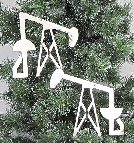 Metrotex Designs 27685 Set Of 2 Lazer Cut Steel Oil Pump Jack Ornament Nickel Metallic Fleck