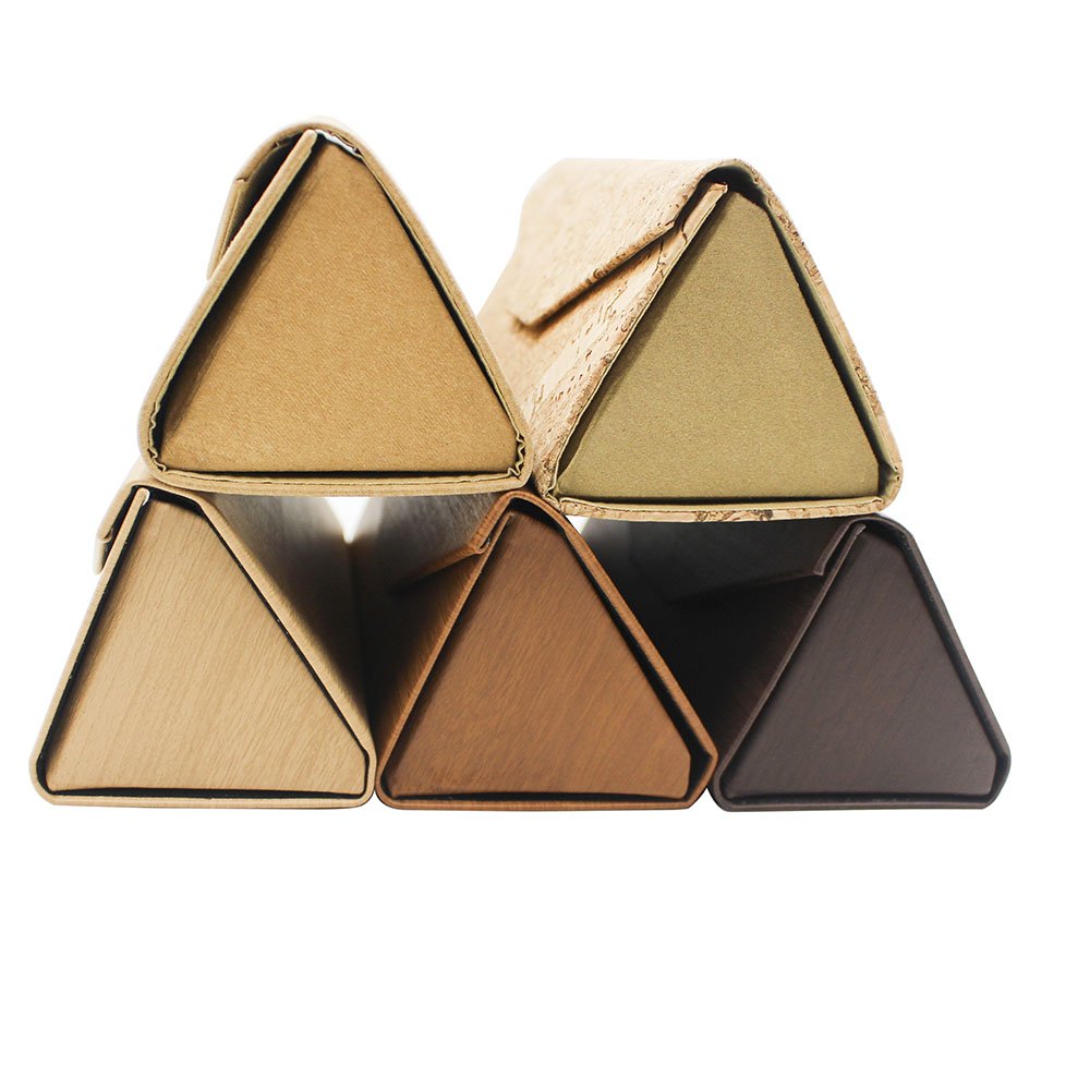 Eyeglasses Case, AMTIK® Vintage Wood Triangular Folding Eyeglasses Case