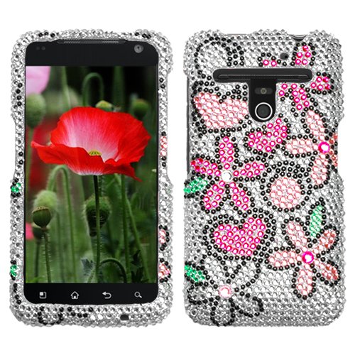 LG VS910 (Revolution) Fantastic Flowers Full Diamond Bling Protector Cover (free ESD Shield Bag, Ship in Carton Box)