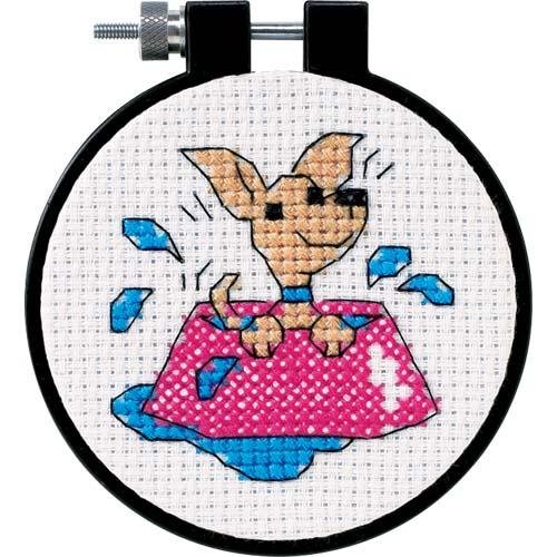 Dimensions Learn-A-Craft Perky Puppy 3'' Round Counted Cross Stitch Kit By The Kit