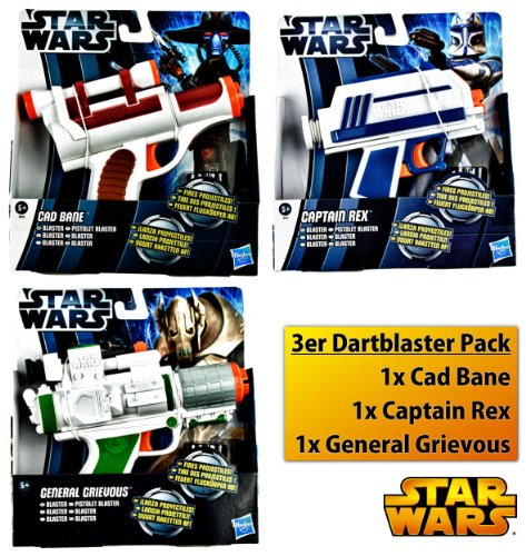 NERF Star Wars The Clone Wars Cad Bane, Captain Rex & General Grievous Blaster 3 Pk