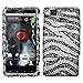 MOTOROLA DROID X ANDROID VERIZON MB810 HARD PLASTIC CRYSTAL DIAMOND SPARKLE RHINESTONE BLING DESIGN BLACK AND SILVER WHITE ZEBRA STRIPES PRINT SNAP ON CASE COVER