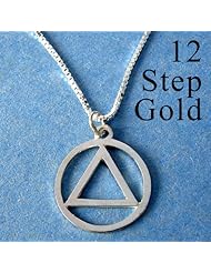 Alcoholics Anonymous AA Jewelry Set, #1203, $36-$42, AA Pendant #04 with Medium Box Chain #212, Chain Available in 3 Sizes