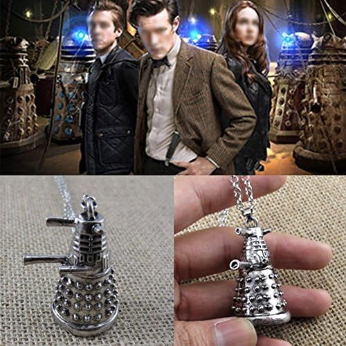YSTD® Antique Silver Pendant Necklace Sweater Chain Gift For Doctor Who Dalek Robot