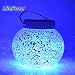 LiteFuze Mosaic Glass Rechargeable Solar Lamp Outdoor Garden Light - Blue
