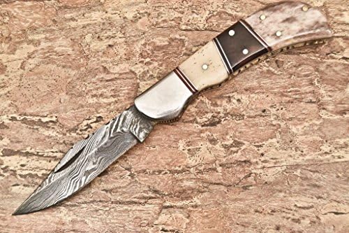 Handmade Damascus Steel Folding Knife By Brett Martin - MR-153