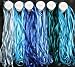6 Spools of 100% Pure Silk Ribbons - Blue Tones - 60 mts x 4mm