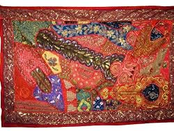 Tapestry wall Hangings From India-Ethnic Bead Vintage India Decor Sari Tapestry Wall Hanging Throw 70x44