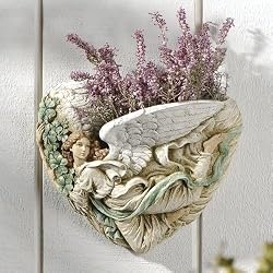 Pack of 2 Irish Angel with Shamrock Design Flower Wall Planters 8.5"