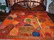 ZARDOZI EMBROIDERED BEADS SARI TAPESTRY BEDSPREAD COVERLET THROW WALL HANGING