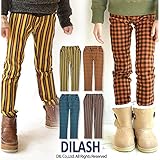 (ディラッシュ) DILASH 秋'15 チェック＆ストライプニットツイル起毛スキニーパンツ 80 オレンジ