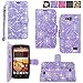 Cellularvilla Wallet Case For ZTE Speed N9130 (Boost Mobile) Pu Leather Wallet Card Flip Open Pocket Case Cover Pouch (Purple Glitter)