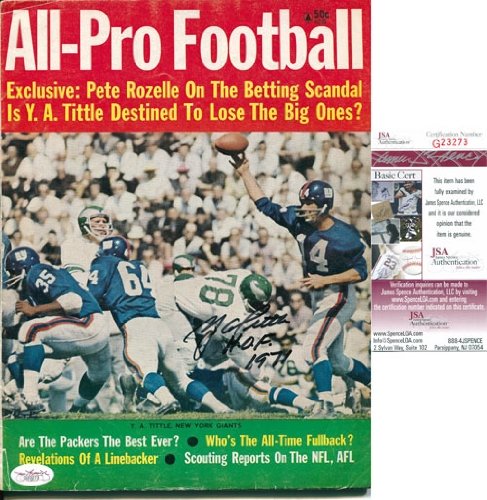 YA Tittle Autographed/Hand Signed 1963 All-Pro Football Magazine (JSA)