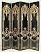 4-Panel Folding Room Divider - French Scroll (Black/Gold) (72"H x 64"W x 1.75"D)