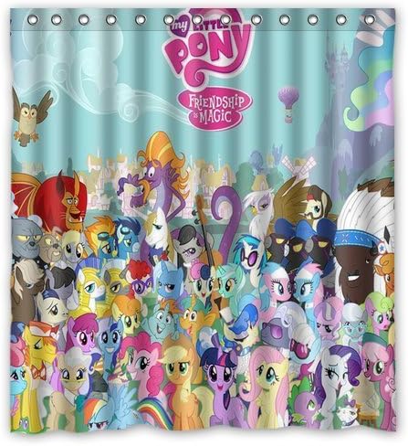 Fashion press Flawless Gorgeous Creative My little pony Shower Retro Curtain Shower 100% WaterProof Polyester Fabric 66