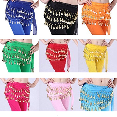 Viskey Fashion Chiffon Belly Dance Waist Chain with Golden Coins in 3-Layers