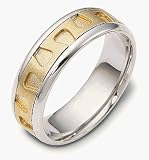 Unique 14 Karat Two-Tone Gold Designer Multi Texture Wedding Band Ring
