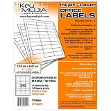 Office Labels - Size 1 X 2 5/8 Inch. 25 Sheets - 750 Total Label