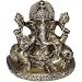 Seated Statue Brass Lord Ganesha with 2 Pillows 4 x 2.75 x 3.75 inches