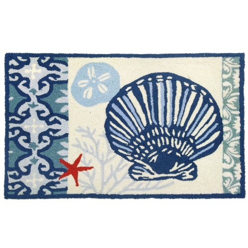 Homefires Accents Italian Tile with Clam Shell Indoor Rug, 22-Inch by 34-Inch