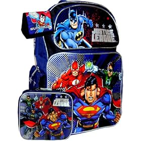  Superman 15 inch Blue Backpack & Lunch Bag + Wallet